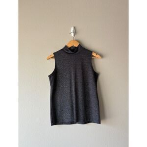 karen scott silver shimmer high neckline sleeveless top